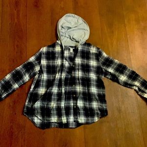 Black and white plaid button up